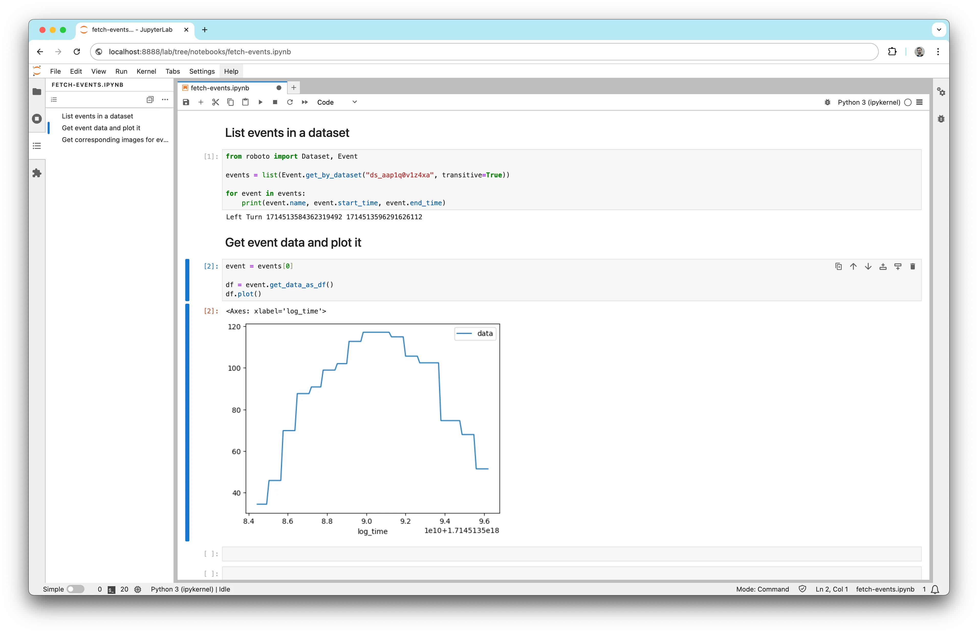 Create Event SDK Plot Data