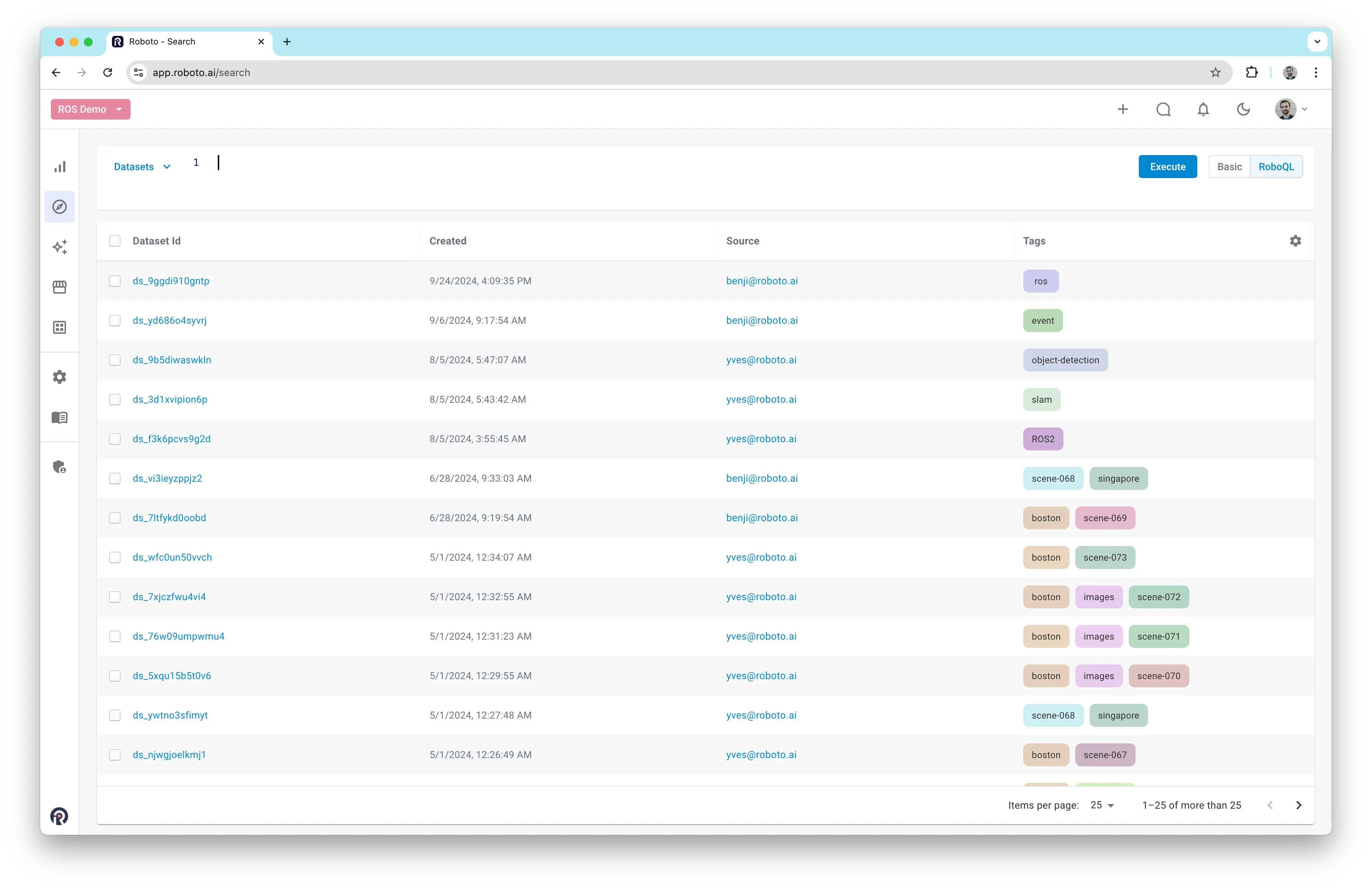 RoboQL search interface