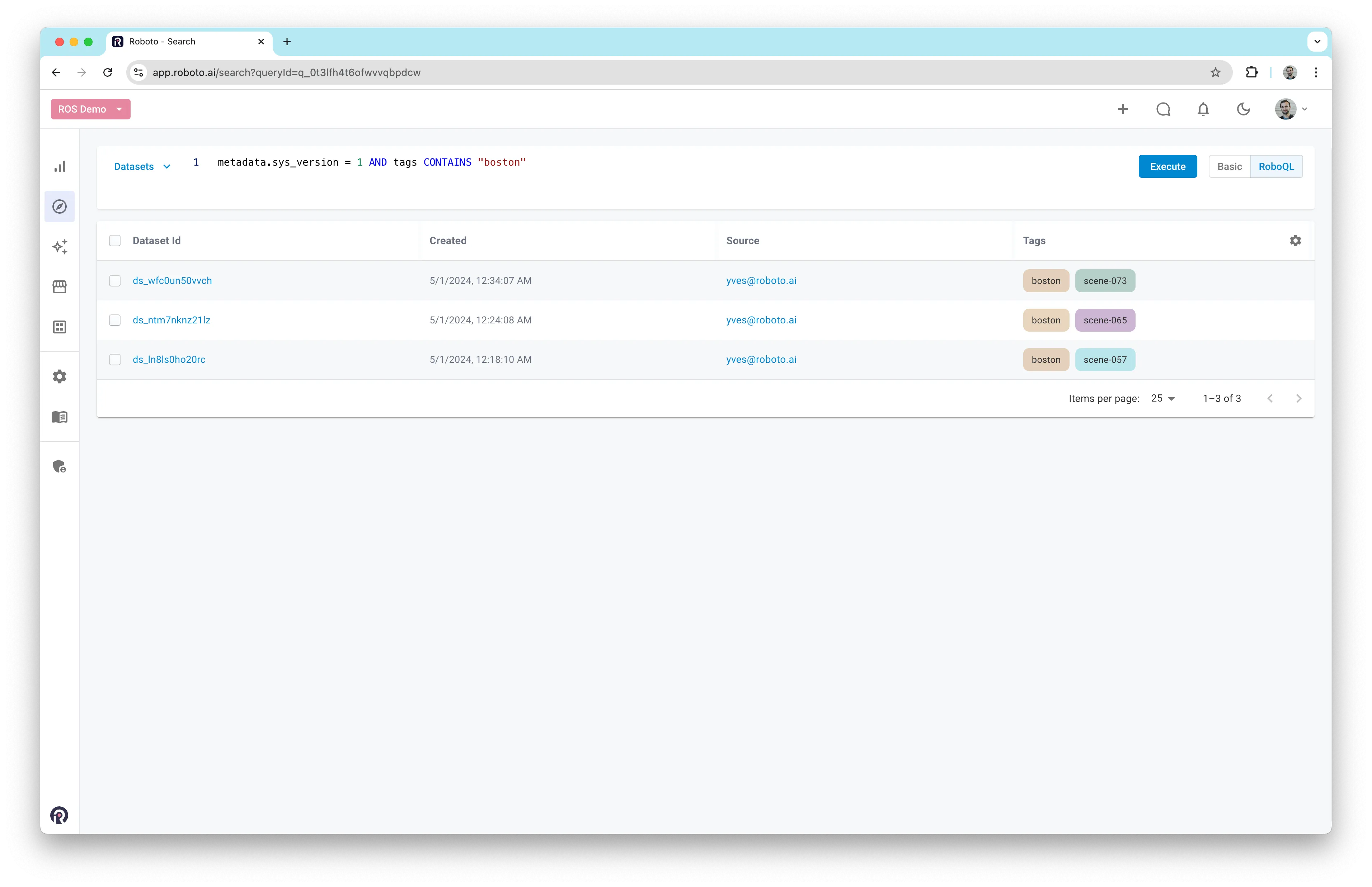 Query results